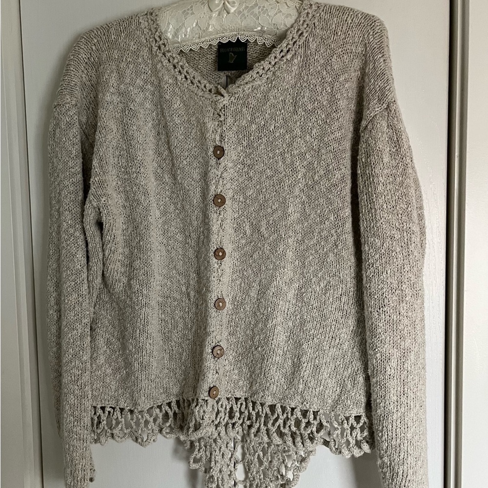 Glorious Eilis Og Hand knit Irish Aran Sweater 100% Ore New Wool